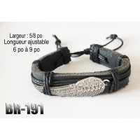 Br-191, Bracelet cuir  Aile Shamballa